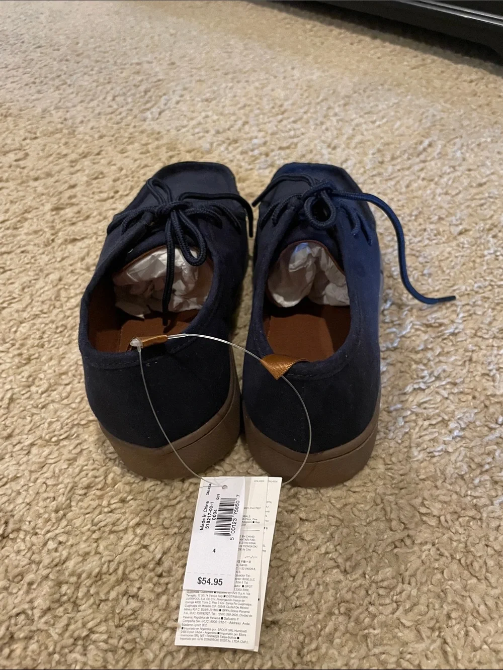 Boys Gap navy tie shoes - size 4